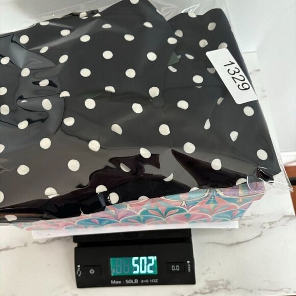 Lauren Ralph Lauren Navy and White Polka Dot Midi Dress - Picture 11 of 11